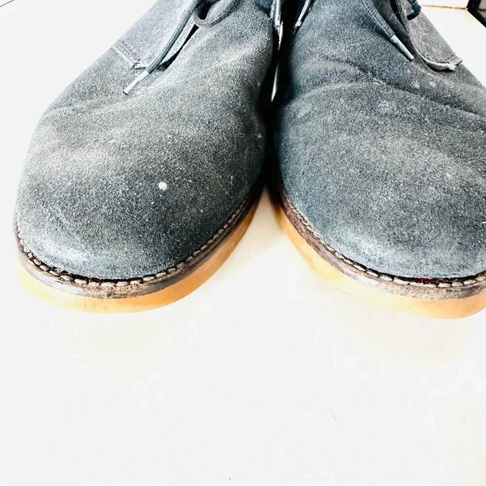 MENS BANANA REPUBLIC Grey Black Suede Canvas Chukka Ankle Boots Lace Up Shoes 11